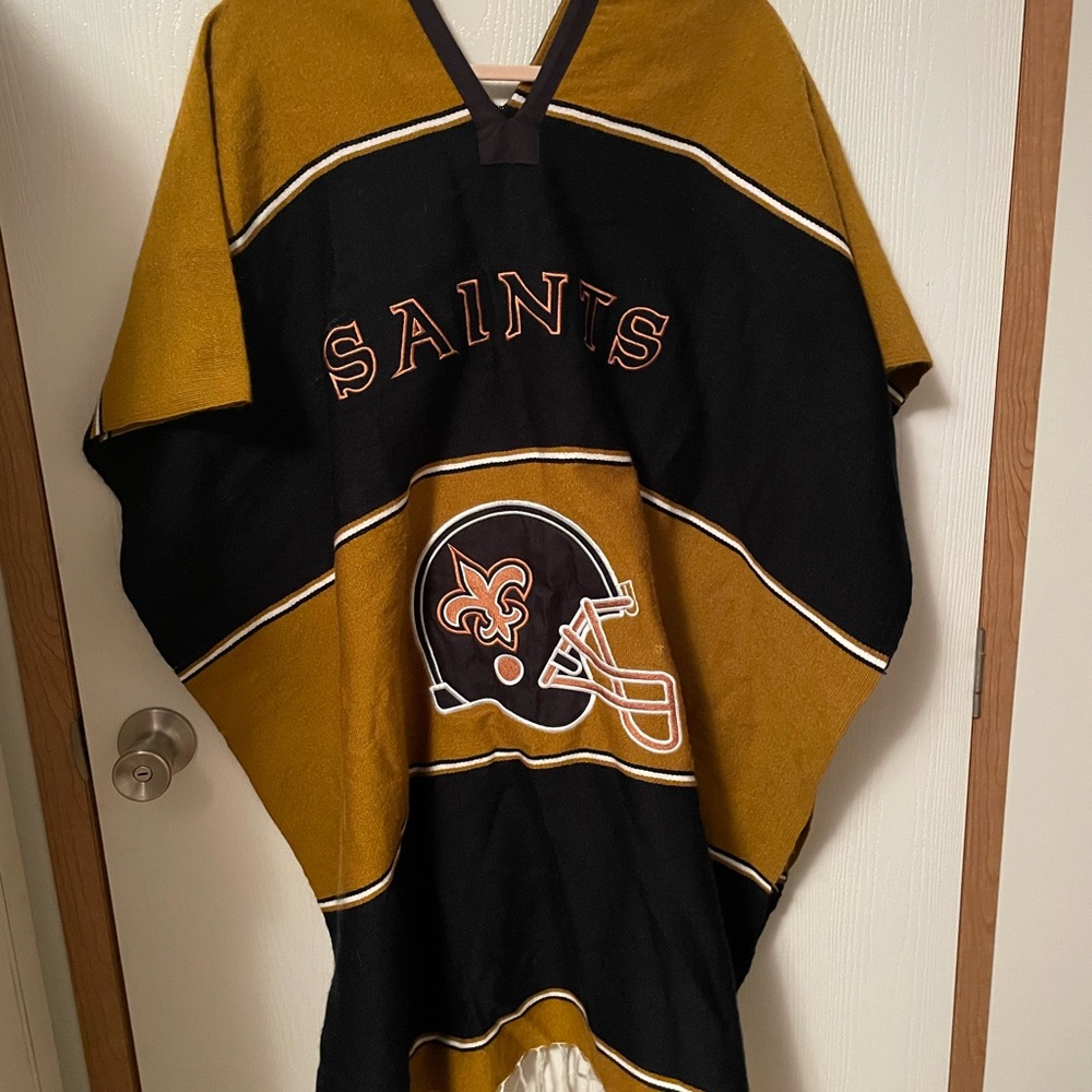 New Orlean Saints Poncho with Gold and Black Design Cotton Unbranded